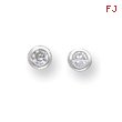 Silver 4mm CZ Round Bezel Stud Earrings