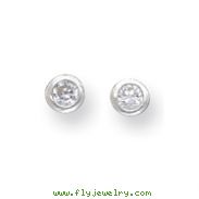 Silver 4mm CZ Round Bezel Stud Earrings