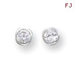 Silver 5mm CZ Round Bezel Stud Earrings