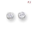 Silver 5mm CZ Round Bezel Stud Earrings