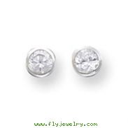 Silver 5mm CZ Round Bezel Stud Earrings