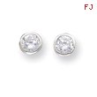 Silver 6mm CZ Round Bezel Stud Earrings