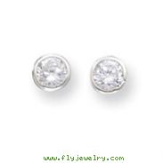 Silver 6mm CZ Round Bezel Stud Earrings