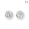 Silver 7mm CZ Round Bezel Stud Earrings