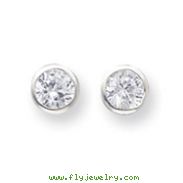 Silver 7mm CZ Round Bezel Stud Earrings