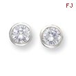 Silver 8mm CZ Round Bezel Stud Earrings