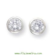 Silver 8mm CZ Round Bezel Stud Earrings