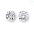 Silver 9mm CZ Round Bezel Stud Earrings