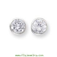 Silver 9mm CZ Round Bezel Stud Earrings