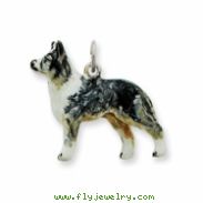 Silver Enamel Australian Shepard Charm