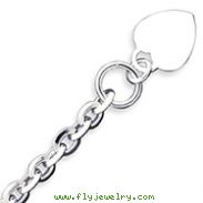 Silver Engraveable Heart Disc On Fancy Link Toggle Bracelet