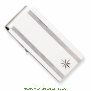 Silver-plated & Rhodium Star .001ct Diamond Hinged Money Clip