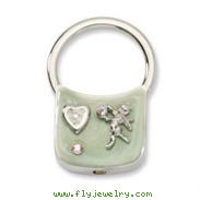 Silver-tone Angel With Crystals Light Green Enamel Key Fob