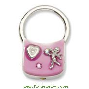 Silver-tone Angel With Crystals Pink Enamel Key Fob