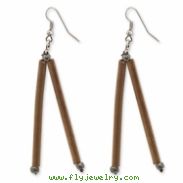 Silver-tone Bamboo & Acrylic Bead Dangle Earrings