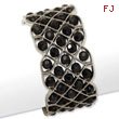 Silver-tone Black Crystal Stretch Bracelet