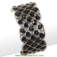 Silver-tone Black Crystal Stretch Bracelet