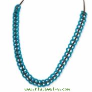 Silver-tone Blue Coconut & Faux Suede Necklace