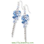 Silver-tone Blue Crystal Bead Cluster Drop Earrings