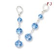 Silver-tone Blue Crystal Bead Linear Drop Earrings