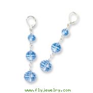 Silver-tone Blue Crystal Bead Linear Drop Earrings