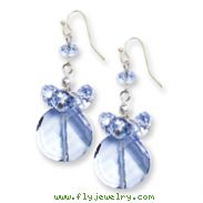 Silver-tone Blue Crystal Round Drop Earrings