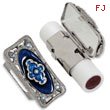 Silver-tone Blue Enameled Lipstick Holder