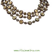 Silver-tone Brown Hamba Wood & Sequin 18" Necklace