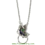 Silver-Tone Butterfly Enameled Flower Eyeglass Holder 28" Necklace