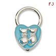 Silver-tone Cats With Crystals Aqua Enamel Key Fob