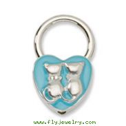 Silver-tone Cats With Crystals Aqua Enamel Key Fob