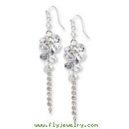 Silver-tone Clear Crystal Bead Cluster Drop Earrings