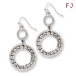 Silver-tone Clear Crystal Circle Drop Earrings