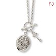 Silver-tone Clear Crystal Cross Locket 24