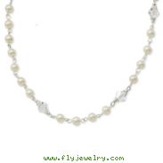 Silver-Tone Cultura Glass Pearl Crystal Strand 15.5"Necklace