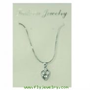 Silver-tone CZ Heart Necklace