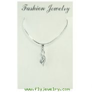 Silver-tone CZ Necklace 16"