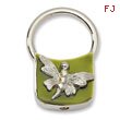 Silver-tone Dragonfly With Crystals Olive Enamel Key Fob