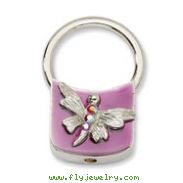 Silver-tone Dragonfly With Crystals Purple Enamel Key Fob