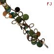 Silver-tone Green Hamba Wood, Bead & Sequined 7.5