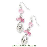 Silver-tone Heart & Lock With Pink Crystals Earrings