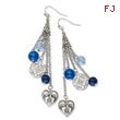 Silver-tone Light & Dark Blue Crystal Dangle Earrings