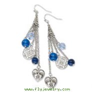 Silver-tone Light & Dark Blue Crystal Dangle Earrings