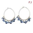 Silver-tone Light & Dark Blue Crystals Hoop Earrings