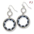 Silver-tone Light/Dark Blue Crystal Circle Drop Earrings