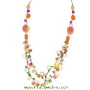 Silver-tone Multicolor Coco, Hamba Wood & Sequin 30" Slip-on Necklace