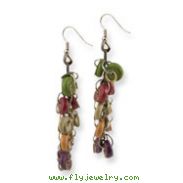 Silver-tone Multicolored Hamba Wood & Sequin 2.5" Earrings