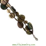 Silver-tone Multicolored Hamba Wood & Sequin 7.5" Bracelet