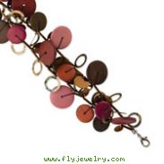 Silver-tone Multicolored Hamba Wood & Sequin 7.5" Bracelet