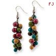 Silver-tone Multicolored Hamba Wood Dangle 2.25